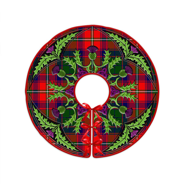 Riddell Clan Badge Tartan Christmas Tree Skirt Scottish Thistle Design