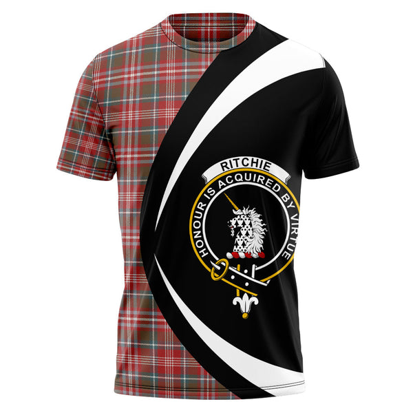 Ritchie Weathered Clan Badge Tartan T-Shirt Circle Style Personalized