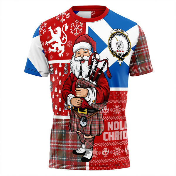 Ritchie Weathered Clan Badge Tartan T-Shirt Scotland Christmas Santa
