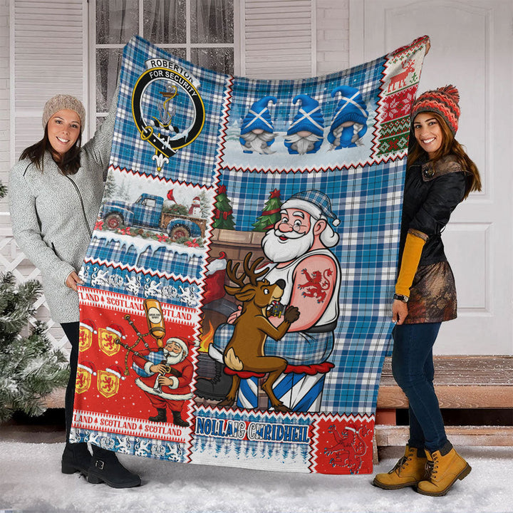 Roberton Clan Badge Tartan Blanket Scotland Santa Tattoo Christmas Comic Patchwork Style
