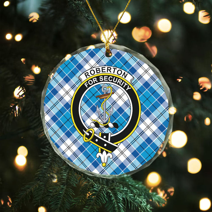 Roberton Clan Badge Tartan Glass Ornament