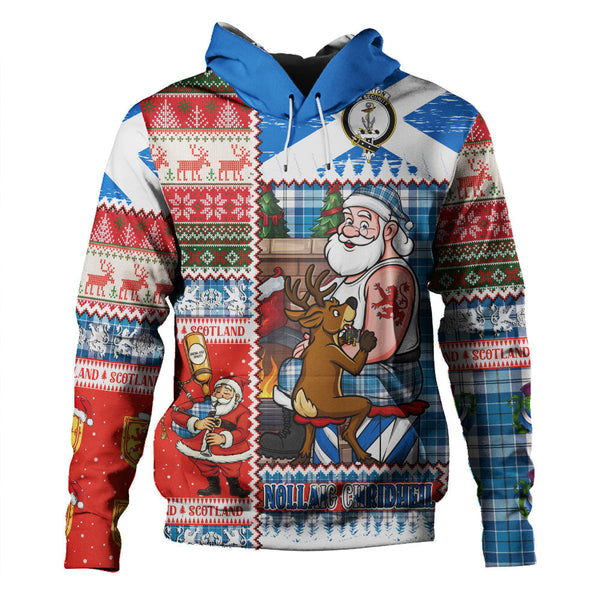 Roberton Clan Badge Tartan Hoodie Scottish Santa Tattoo Christmas Comic Patchwork Style
