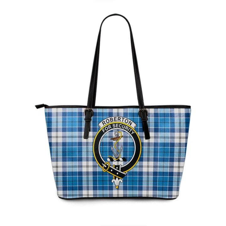 Roberton Clan Badge Tartan Leather Tote Bag