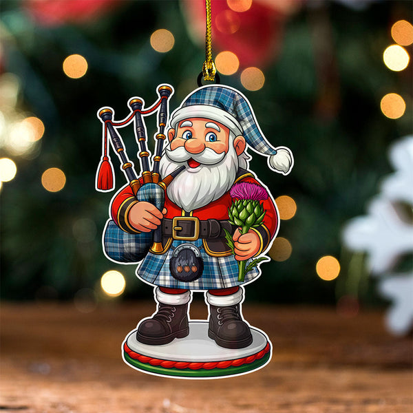 Roberton Clan Badge Tartan Wood Acrylic Ornament Scottish Santa Claus Bagpipe