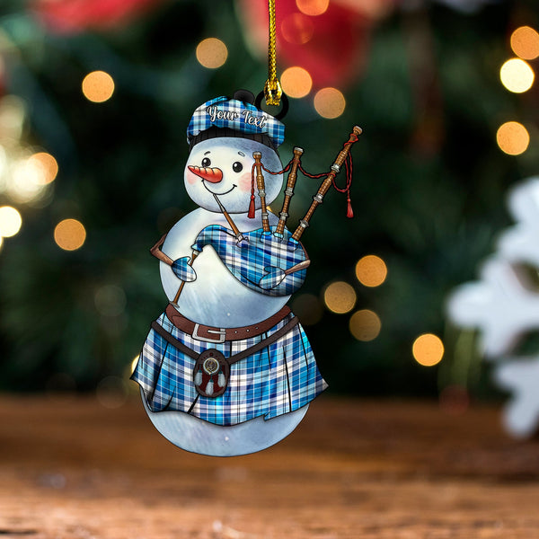 Roberton Clan Badge Tartan Wood Acrylic Ornament Snowman Bagpipe Personalized