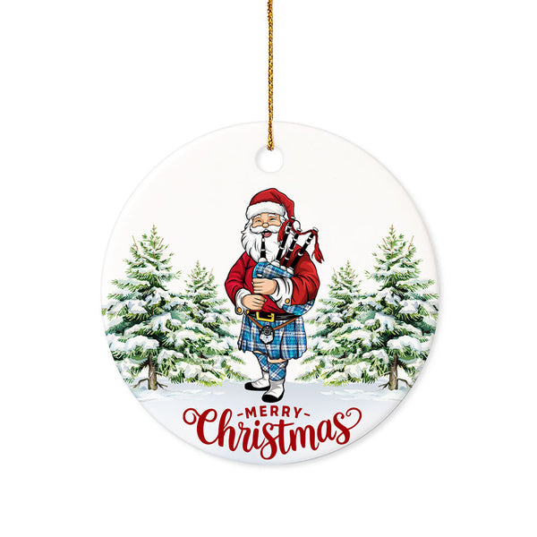 Roberton Tartan Ceramic Ornament Santa