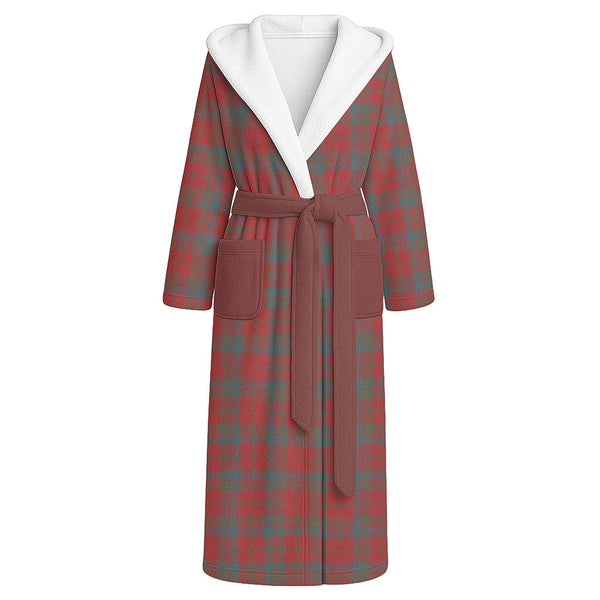 Robertson Weathered Clan Badge Tartan Flannel Hooded Bathrobe