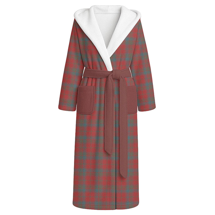 Robertson Weathered Clan Badge Tartan Flannel Hooded Bathrobe
