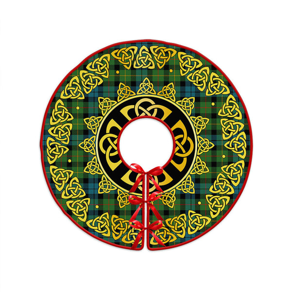 Rollo Ancient Clan Badge Tartan Christmas Tree Skirt Golden Celtic Heritage
