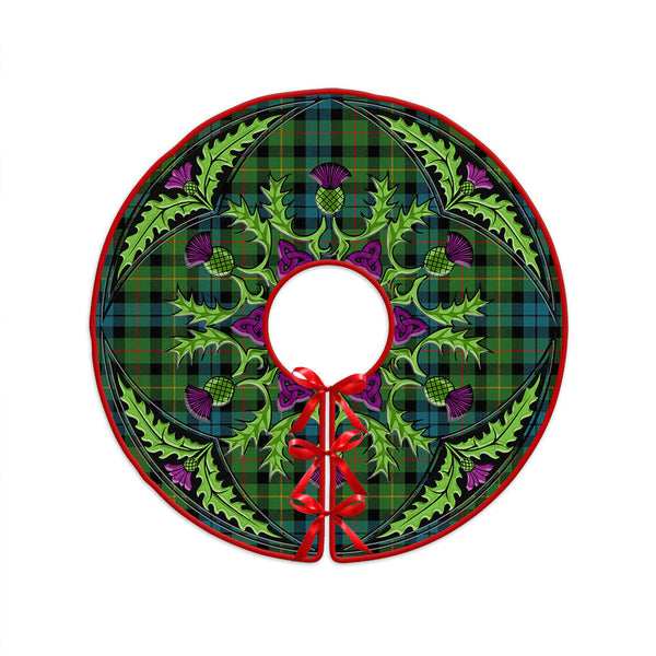 Rollo Ancient Clan Badge Tartan Christmas Tree Skirt Scottish Thistle Design