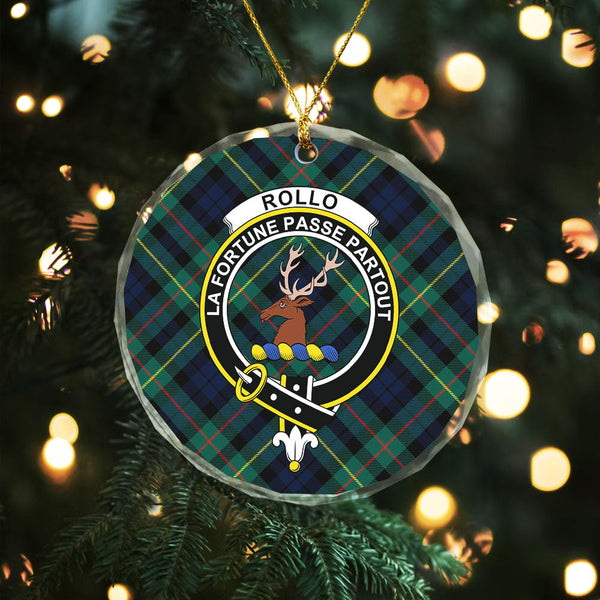 Rollo Modern Clan Badge Tartan Glass Ornament