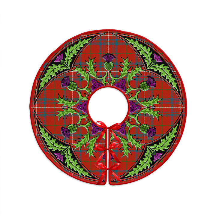 Rose Ancient Clan Badge Tartan Christmas Tree Skirt Scottish Thistle Design