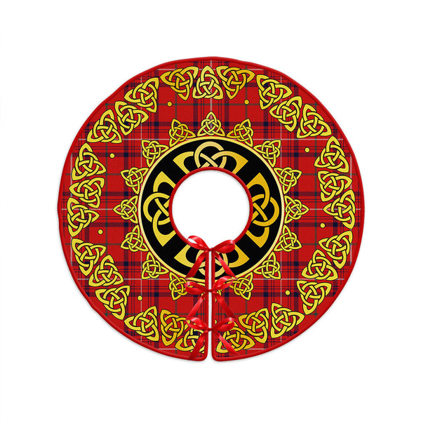 Rose Modern Clan Badge Tartan Christmas Tree Skirt Golden Celtic Heritage