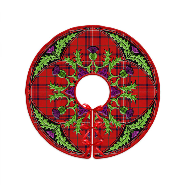 Rose Modern Clan Badge Tartan Christmas Tree Skirt Scottish Thistle Design