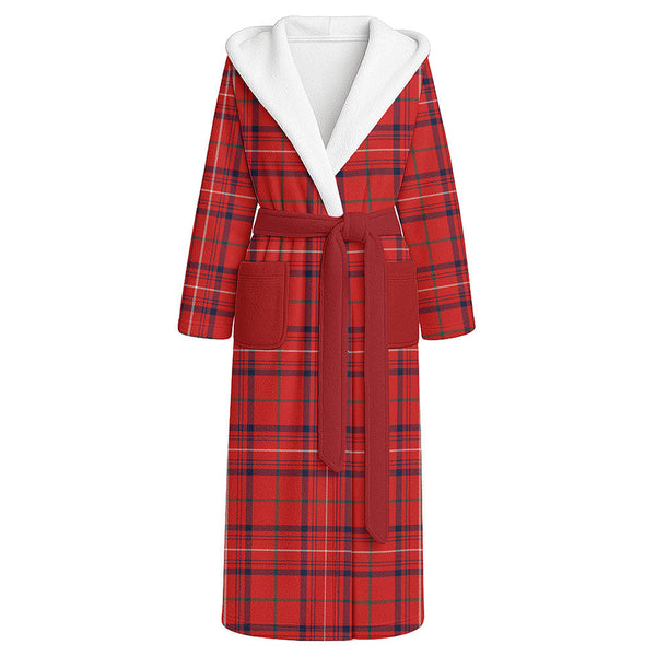 Rose Modern Clan Badge Tartan Flannel Hooded Bathrobe