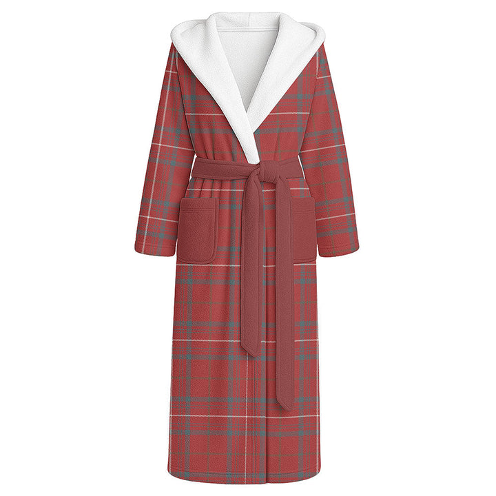 Rose Weathered Clan Badge Tartan Flannel Hooded Bathrobe