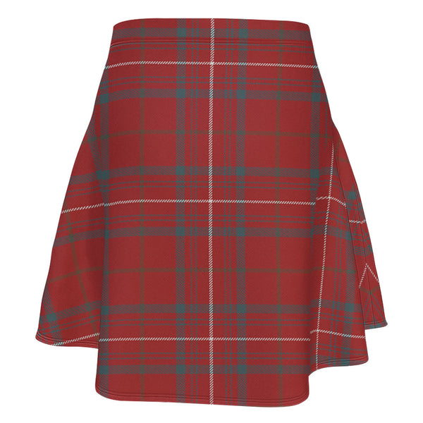 Rose Weathered Clan Badge Tartan Flared Skirt