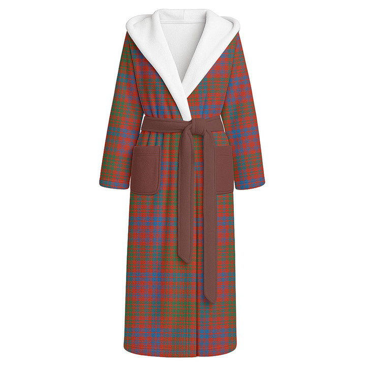 Ross Ancient Clan Badge Tartan Flannel Hooded Bathrobe