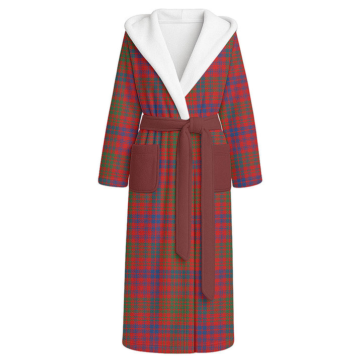 Ross Modern Clan Badge Tartan Flannel Hooded Bathrobe