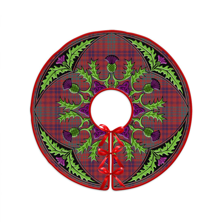Ross Weathered Clan Badge Tartan Christmas Tree Skirt Scottish Thistle Design