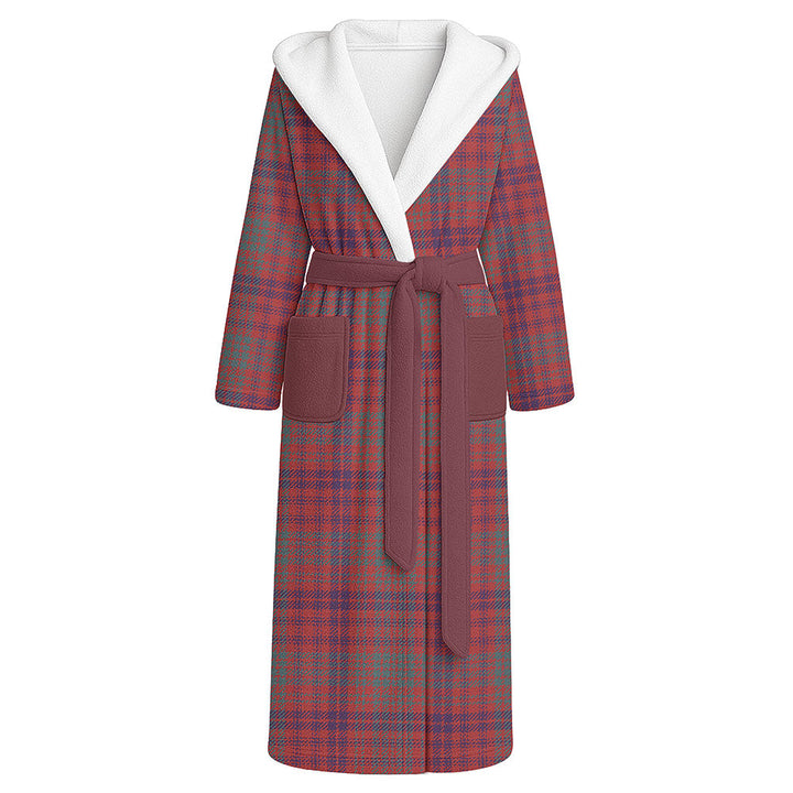 Ross Weathered Clan Badge Tartan Flannel Hooded Bathrobe