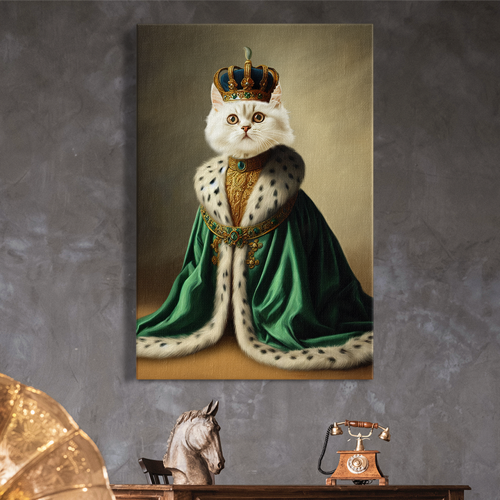 Custom cat portrait canvas styled as a royal character