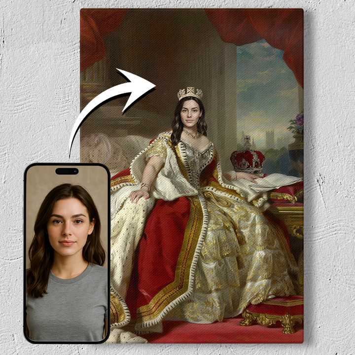 Personalized queen-themed artwork on canvas from uploaded image