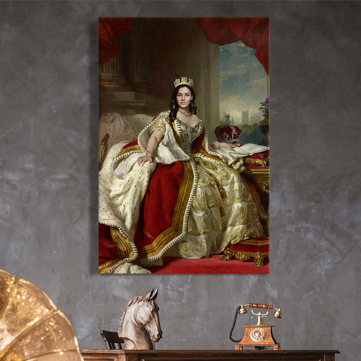 Custom royal queen portrait transformed into canvas art