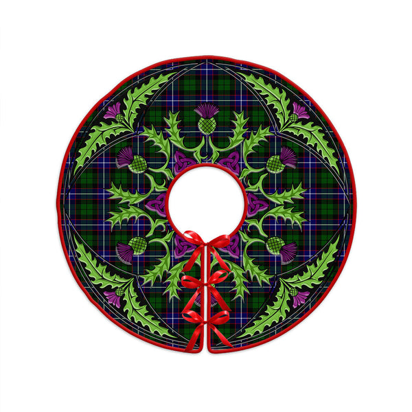 Russell Modern Clan Badge Tartan Christmas Tree Skirt Scottish Thistle Design