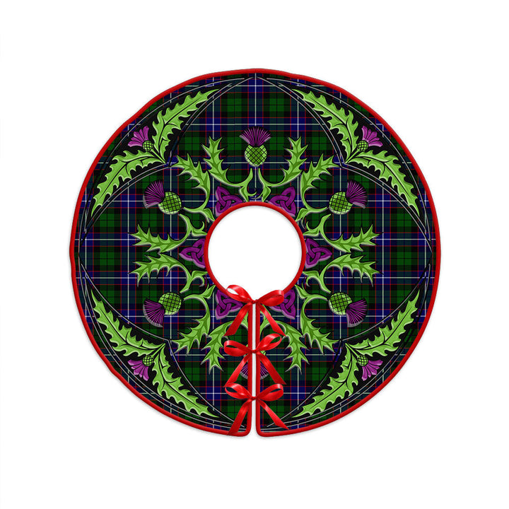 Russell Modern Clan Badge Tartan Christmas Tree Skirt Scottish Thistle Design