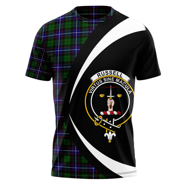Russell Modern Clan Badge Tartan T-Shirt Circle Style Personalized