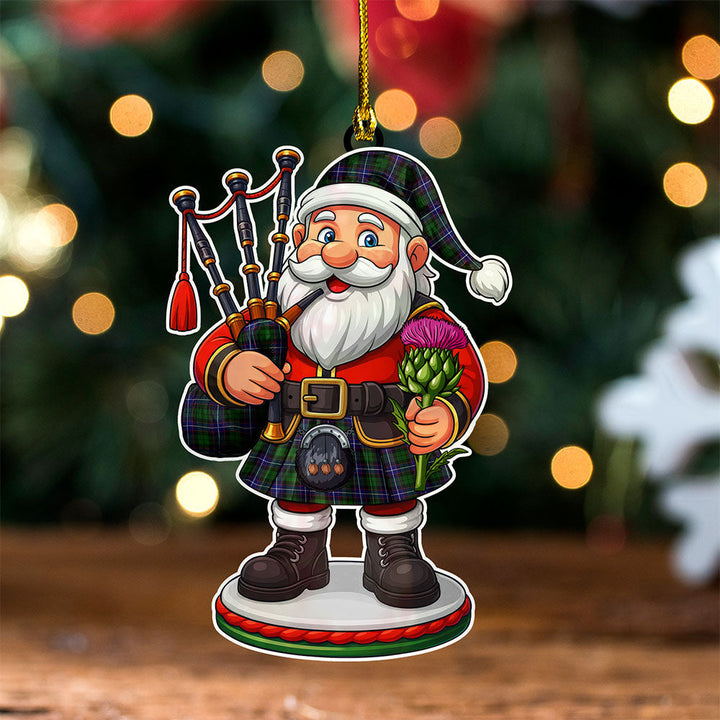 Russell Modern Clan Badge Tartan Wood Acrylic Ornament Scottish Santa Claus Bagpipe