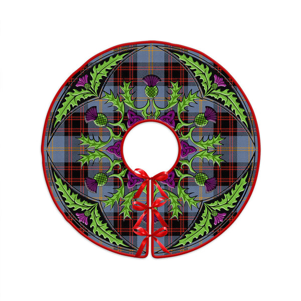 Rutherford Ancient Clan Badge Tartan Christmas Tree Skirt Scottish Thistle Design
