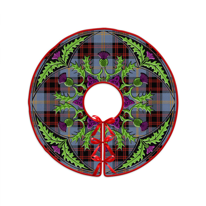 Rutherford Ancient Clan Badge Tartan Christmas Tree Skirt Scottish Thistle Design
