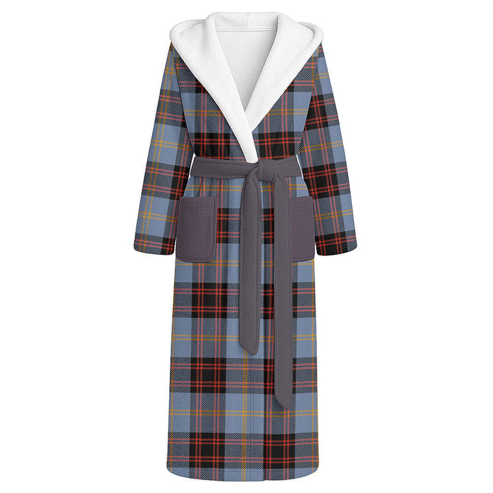 Rutherford Ancient Clan Badge Tartan Flannel Hooded Bathrobe