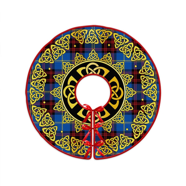 Rutherford Modern Clan Badge Tartan Christmas Tree Skirt Golden Celtic Heritage