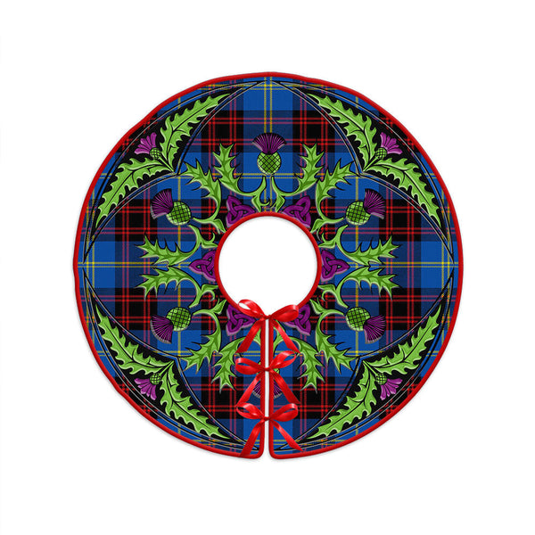 Rutherford Modern Clan Badge Tartan Christmas Tree Skirt Scottish Thistle Design