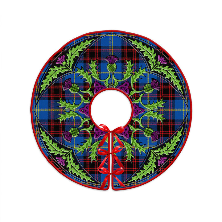 Rutherford Modern Clan Badge Tartan Christmas Tree Skirt Scottish Thistle Design