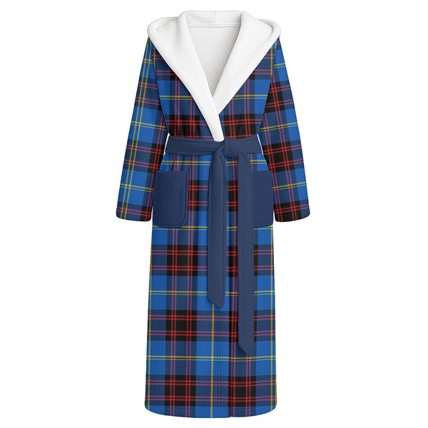 Rutherford Modern Clan Badge Tartan Flannel Hooded Bathrobe
