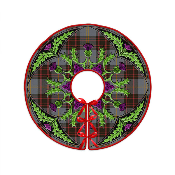 Rutherford Weathered Clan Badge Tartan Christmas Tree Skirt Scottish Thistle Design