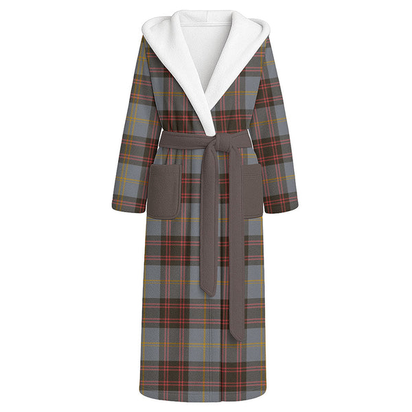 Rutherford Weathered Clan Badge Tartan Flannel Hooded Bathrobe