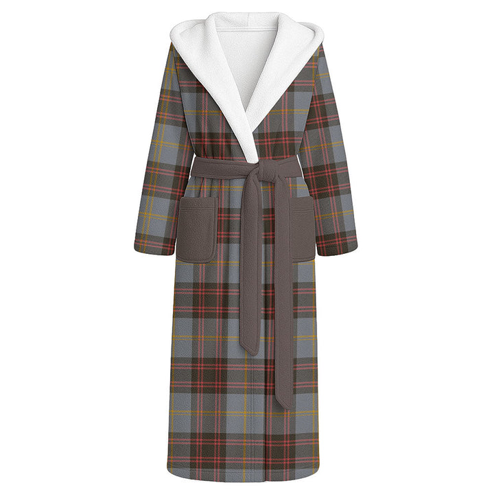 Rutherford Weathered Clan Badge Tartan Flannel Hooded Bathrobe
