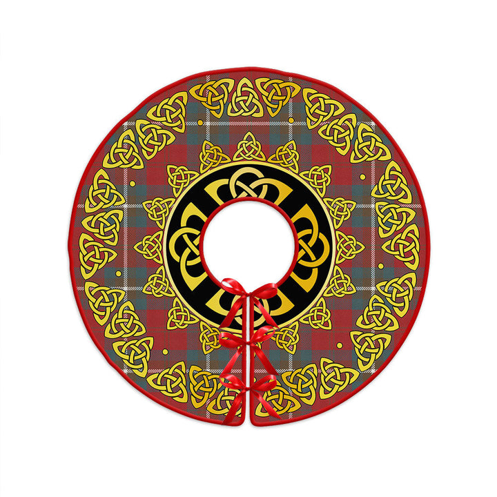 Ruthven Weathered Clan Badge Tartan Christmas Tree Skirt Golden Celtic Heritage
