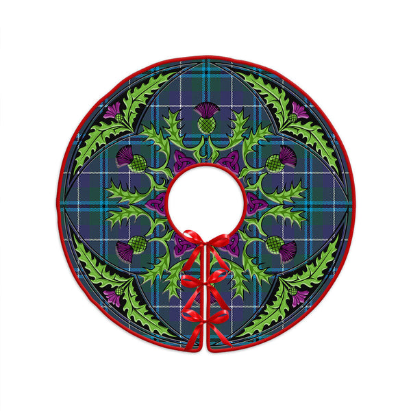 Sandilands Clan Badge Tartan Christmas Tree Skirt Scottish Thistle Design