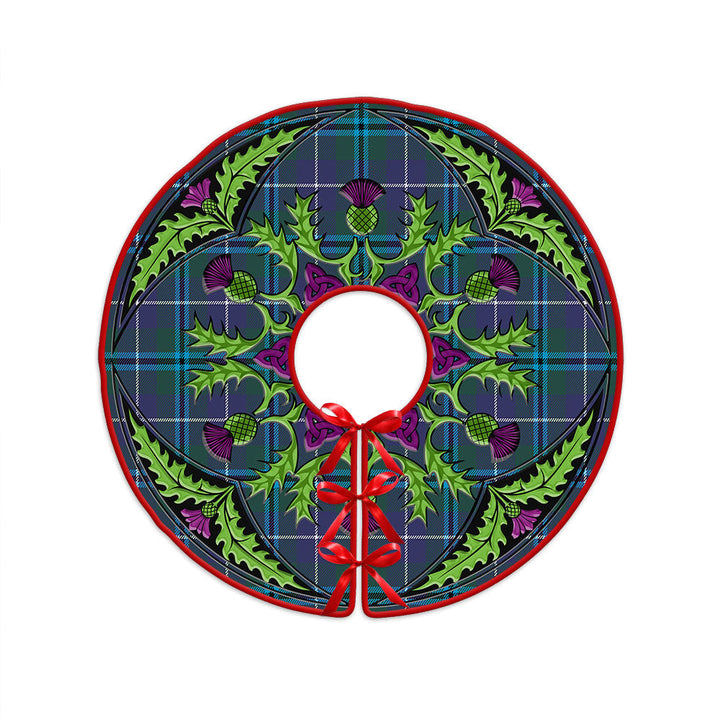 Sandilands Clan Badge Tartan Christmas Tree Skirt Scottish Thistle Design