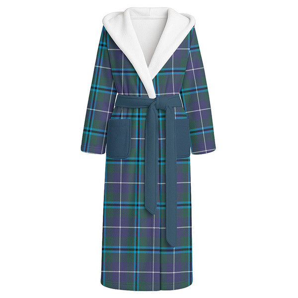 Sandilands Clan Badge Tartan Flannel Hooded Bathrobe
