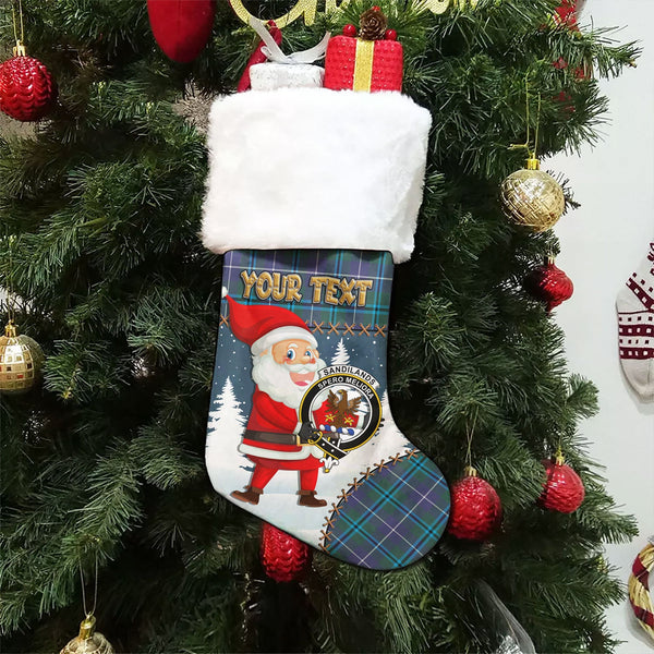 Sandilands Clan Badge Tartan Christmas Stocking Holiday Blessings Merry Christmas Joy