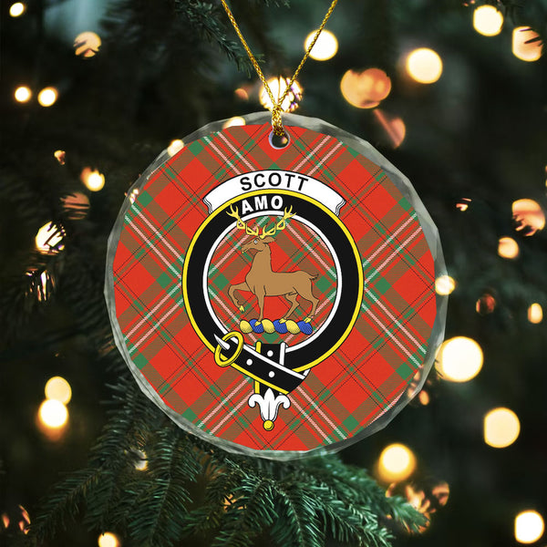 Scott Ancient Clan Badge Tartan Glass Ornament