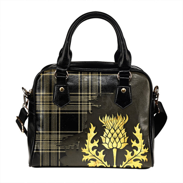 Scott Black - White Modern Tartan Shoulder Handbag Thistle Oldest Style