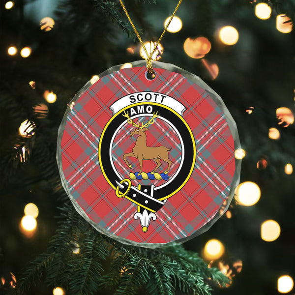 Scott Weathered Clan Badge Tartan Glass Ornament